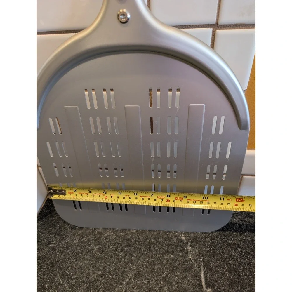 Leightszen Perforated Pizza Peel Anodized Aluminum 12 Inch Paddle Long Handle